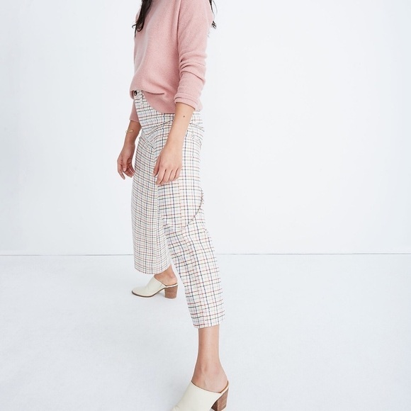 Madewell Emmett Wide Leg Crop Rainbow Windowpane - 28